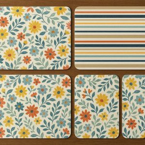 14 Reversible Plastic Placemats Set of 6 Double Sided Design