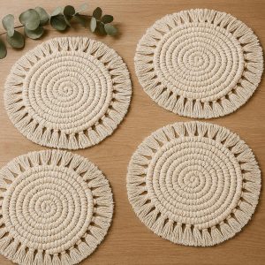 15 Knitted Macrame Placemats Set of 4 Boho Chic Table Decor
