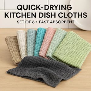 24 Quick Drying Kitchen Dish Cloths Set of 6 Fast Absorbent