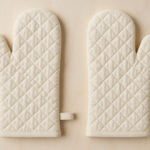 3 Quilted Cotton Oven Mitts Set of Two with Hanging Loop